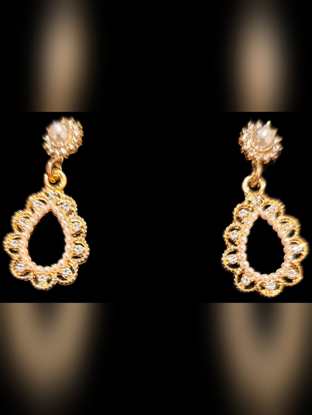 Pearl Teardrop Filigree Drop Earrings